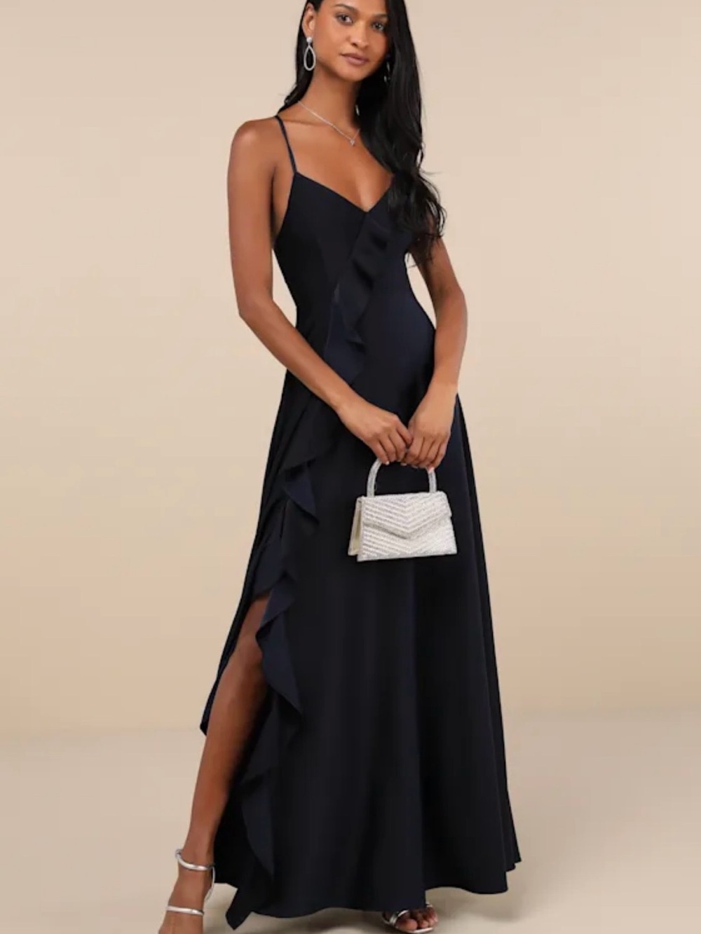 Lulu's Emerald Green Ruffle Maxi Dress with Spaghetti Straps